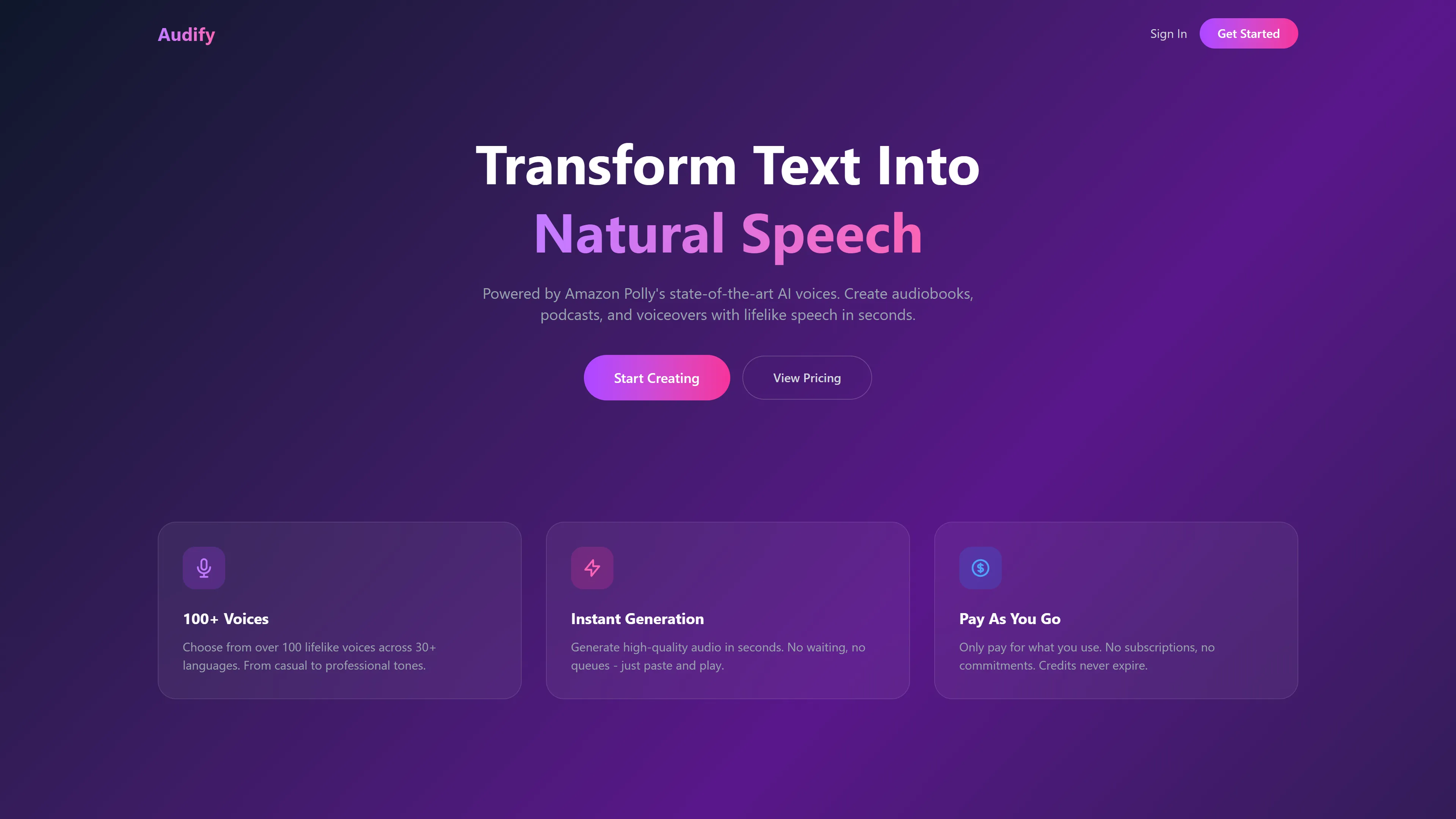 Audify: AI Text-to-Speech Platform