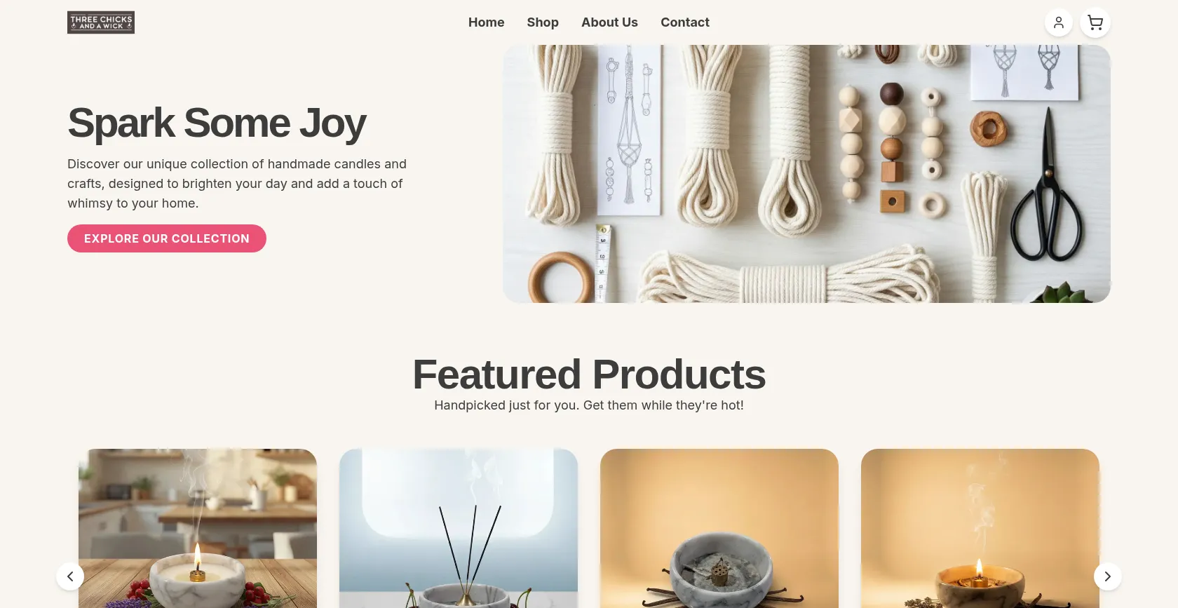 Three Chicks & A Wick: Custom eCommerce Storefront