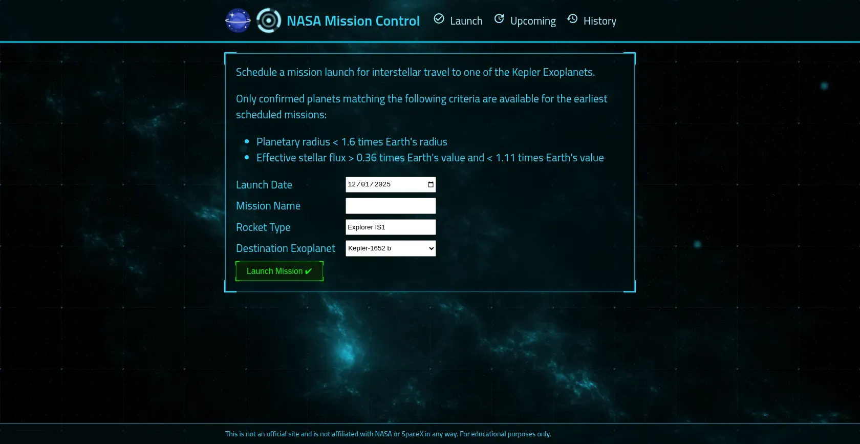 NASA Mission Control: Launch Scheduling Dashboard
